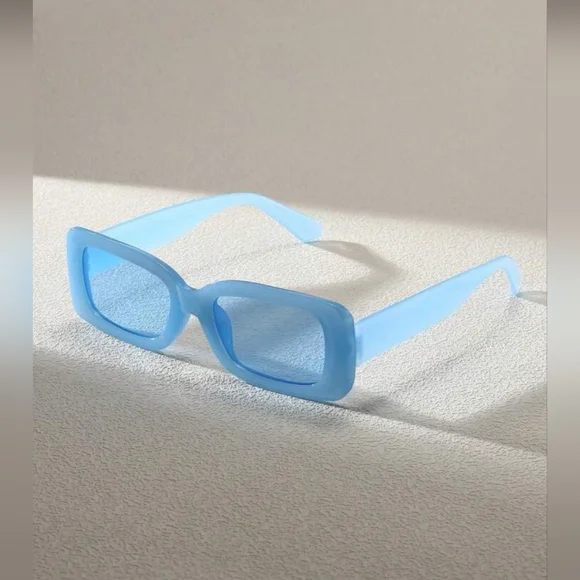 1pc Plastic Square Baby Blue Decorative Unisex Fashion Glasses - Picture 6 of 6